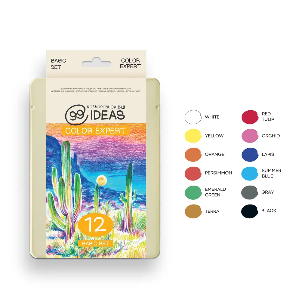 Набір олівців кольорових 99IDEAS "Color Expert" 12 кольорів, Basic Set, металева коробка, 99CE-12BAS - фото 3