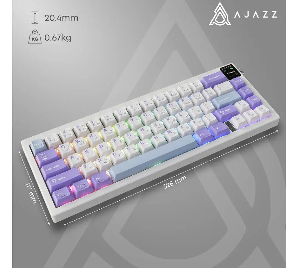 Клавіатура ігрова механічна бездротова Ajazz AK-650WP White-Purple RGB Flying Fish Switch Hot-Swap - фото 13