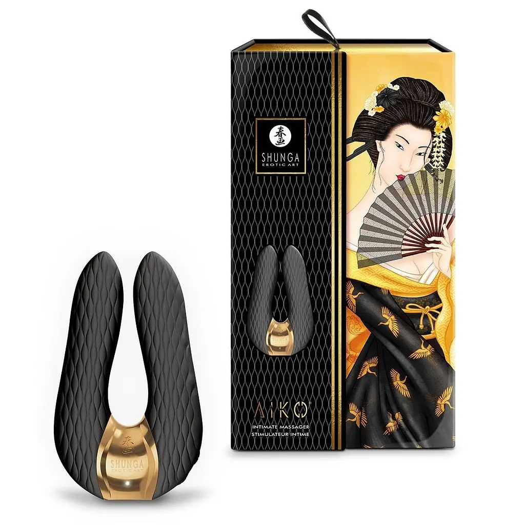 Вібромасажер Shunga - Aiko Intimate Massager, 10.8х6.5 см (чорний) - фото 5
