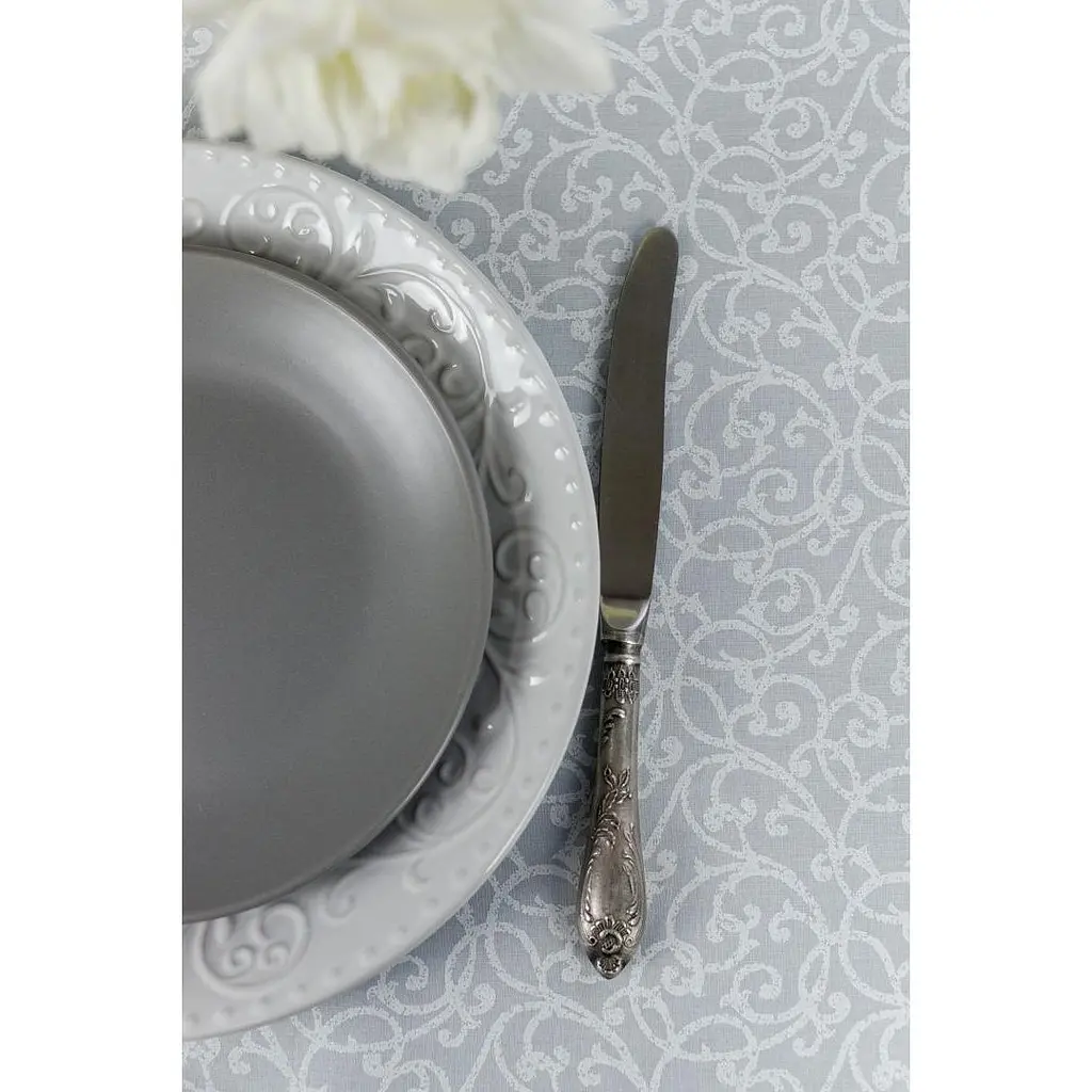 Скатертина Прованс Simfoni Айс Вензель кругла D-180 см сіра (33850) - фото 4