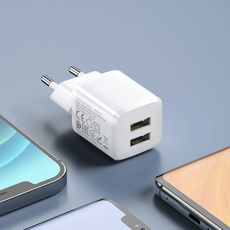 Комплект Адаптер мережевий HOCO Type-C Cable Briar dual port charger set N8 2USB білий - фото 7