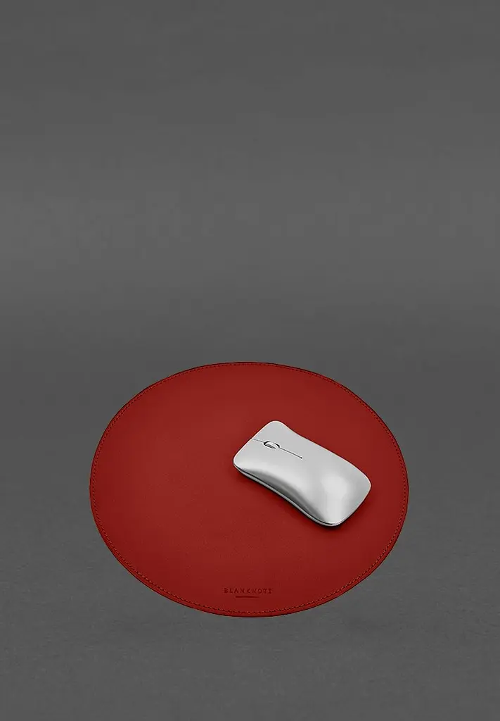 Круглый коврик для мышки из натуральной кожи красный краст - фото 4