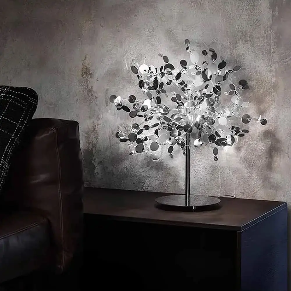 Лампа настільна з гнучких хромованих кружечків з металу Ø 50х45 см | Line F | Арт. 1030T CH - фото 5