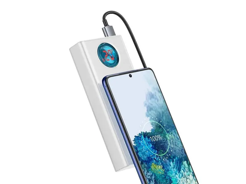 Зовнішній акумулятор (Power Bank) BASEUS Amblight Digital Display Quick Charge 65W 30000mAh White (PPLG-A02) - фото 3