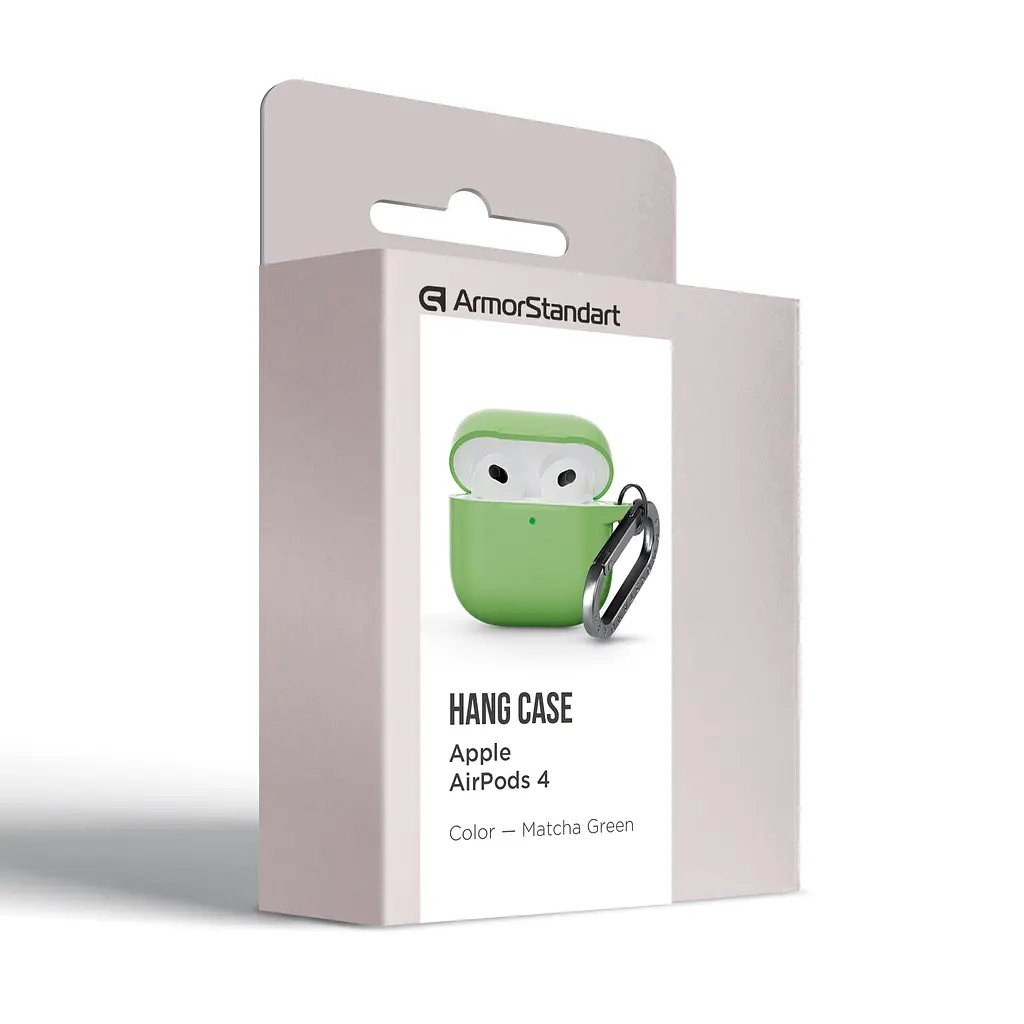 Силіконовий чохол для навушників Apple AirPods 4, Hang Case, зелений, ультратонкий захисний кейс товщиною 2 мм, захист від подряпин, пилу та ударів, компактний, з карабіном для кріплення, ArmorStandart (ARM81286) - фото 8