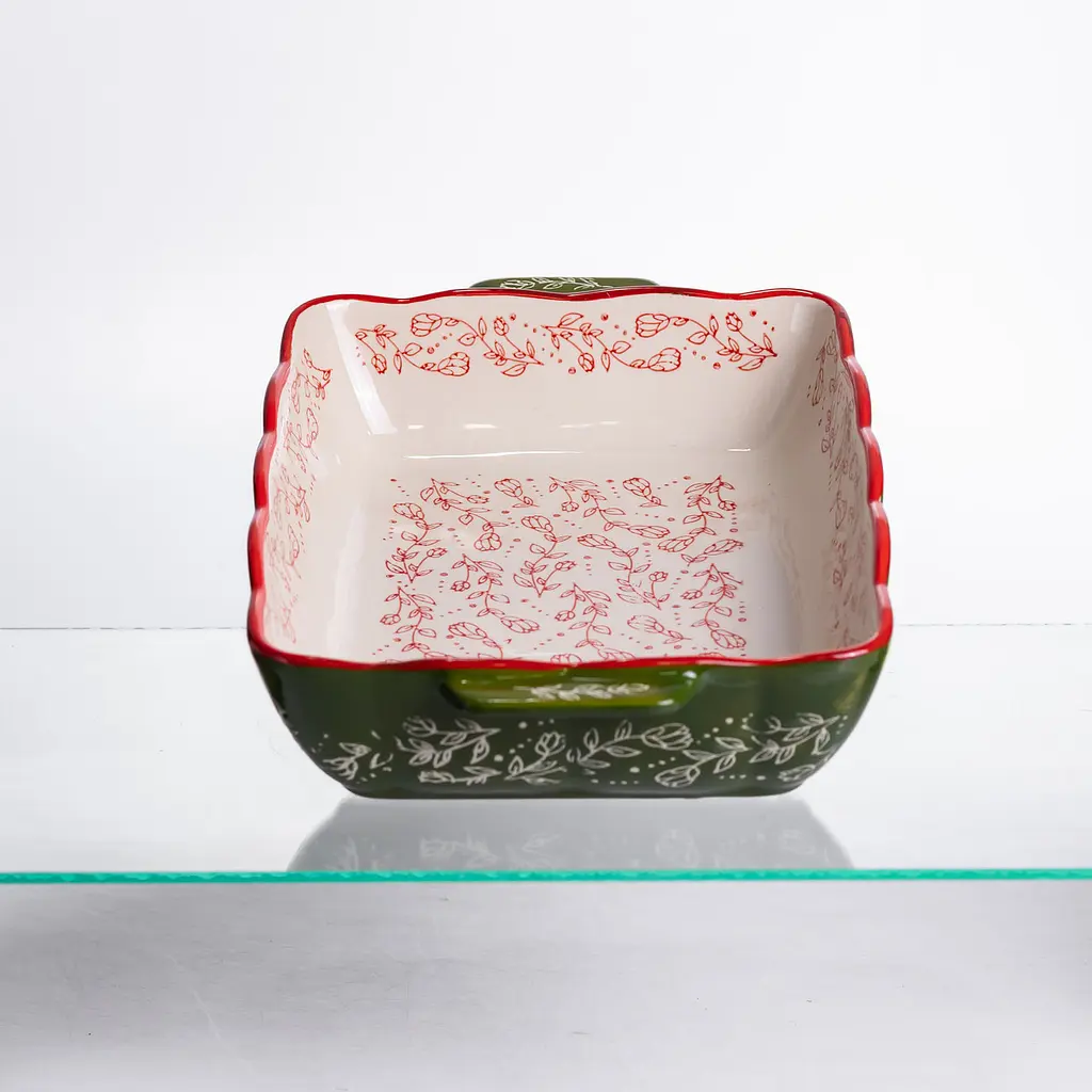 Форма для выпечки Vintage 33×21×5.5 (см) прямоугольная форма для выпечки в духовке с ручками Зеленый Yiwu HM05-11 - фото 5