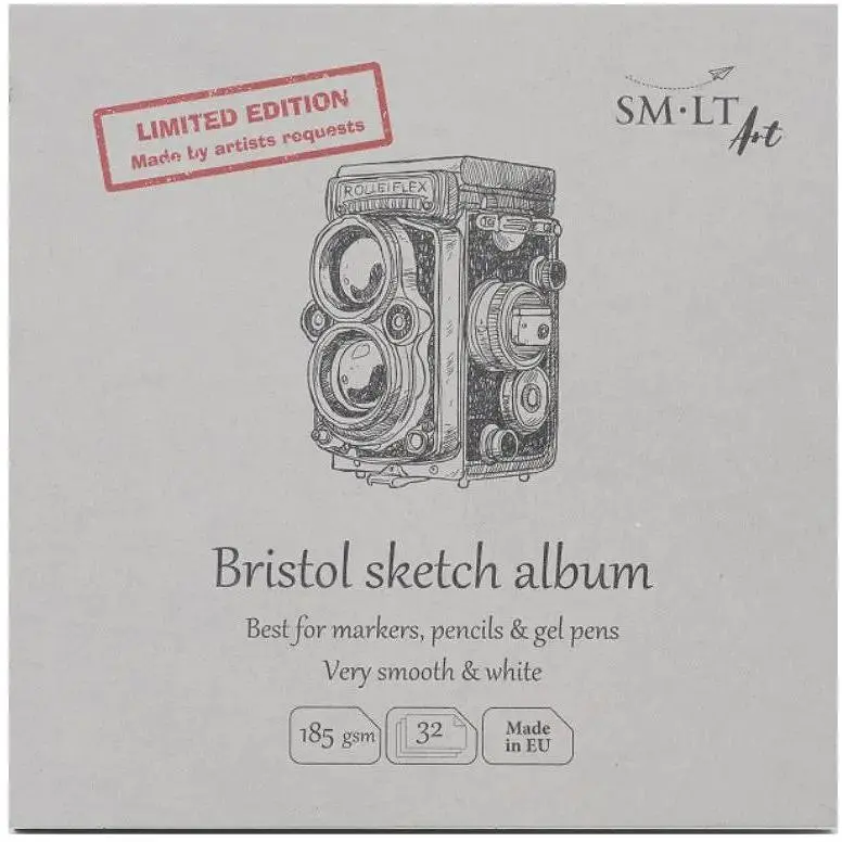 Альбом для ескізів SM-LT Art Authentic (Bristol) Layflat 14.8х14.8см 185г/м2 32л білий та гладкий папір - фото 2