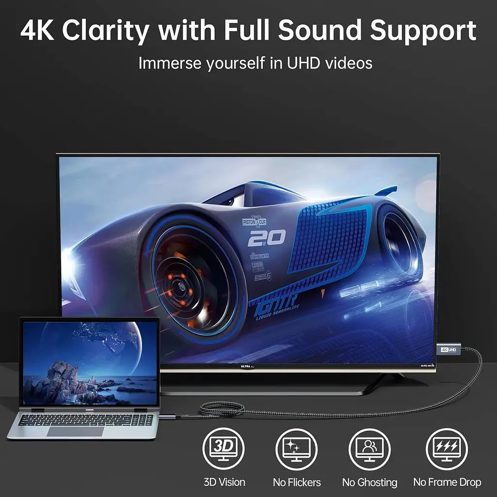 Кабель USB C до HDMI 2M, тип C до HDMI Ultra High Speed Cable 4K UHD Cable (сумісний з Thunderbolt 4/3) Сумісний з MacBook Pro/Air - фото 2