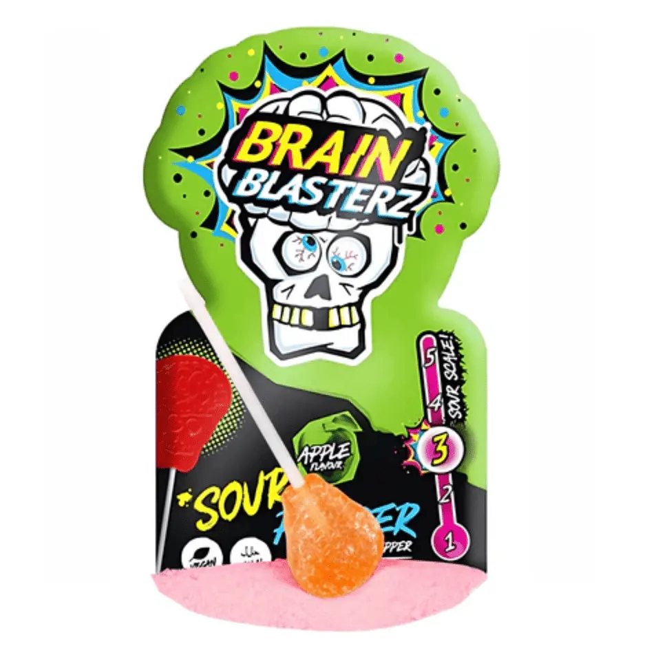 Льодяник з кислим порошком Brain Blasterz Sour Powder Lolly Dipper Apple Flavor 10г - фото 2