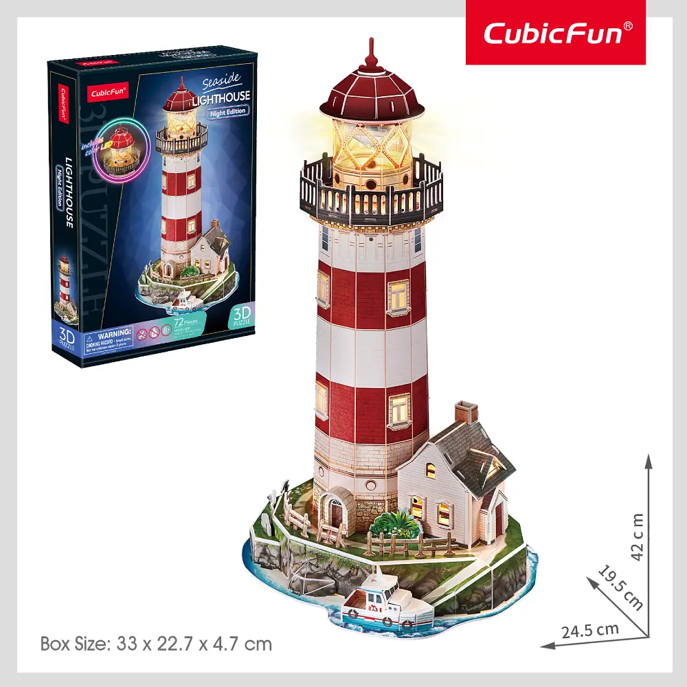 Трехмерная головоломка-конструктор CubicFun с LED подсветкой Маяк (L540h) - фото 2
