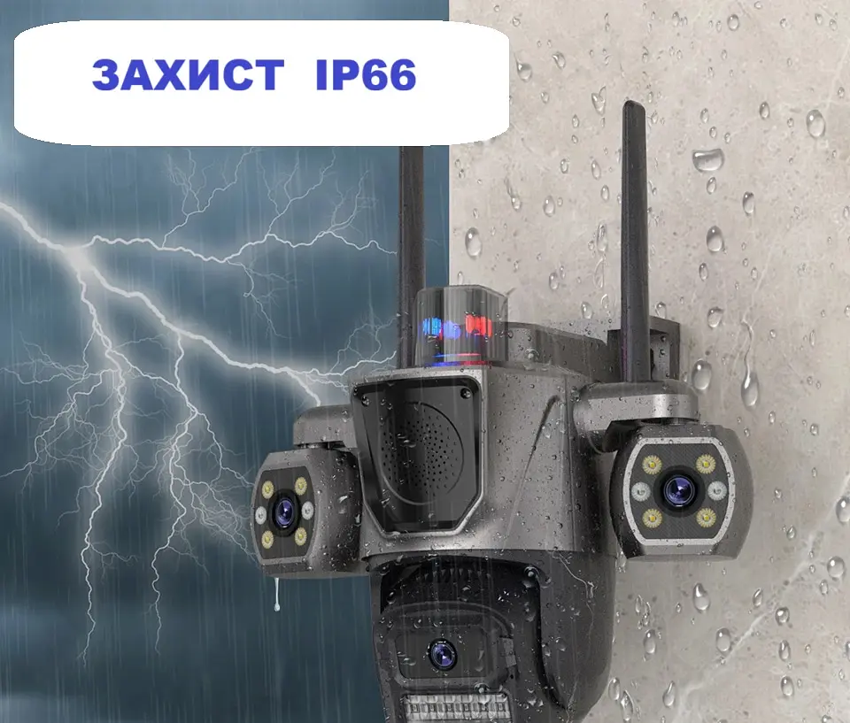 Вулична WiFi IPкамера Besder P17  ICSEE  15Мп  чорна 3 незалежних об'єктиви поворотні  - фото 7