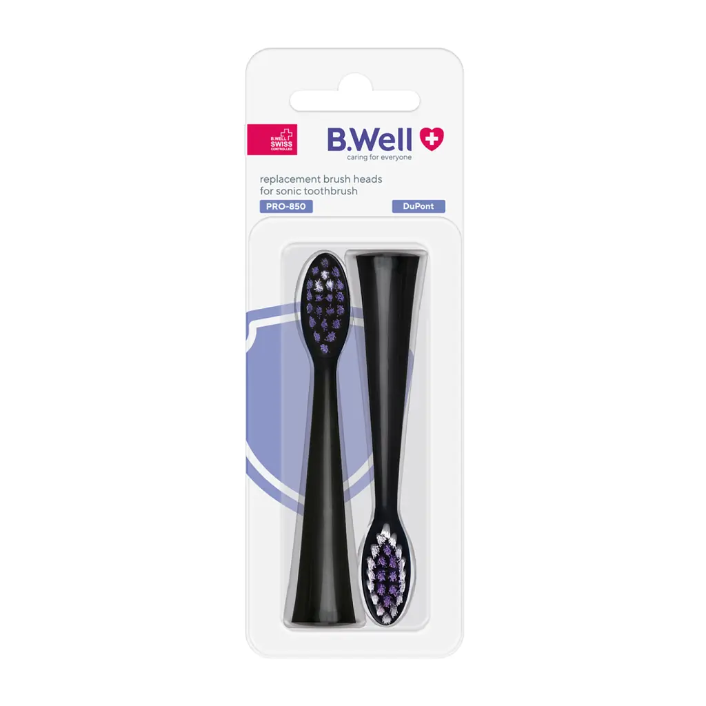 Насадка чорна для зубної щітки B.Well PRO-850 (2 шт/компл) - фото 4