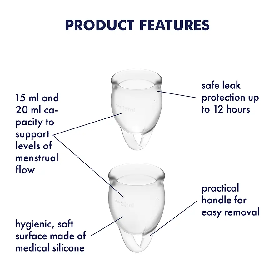 Satisfyer Feel Confident Menstrual Cup - Менструальні чаші, 15 та 20 мл (прозорі) - фото 2