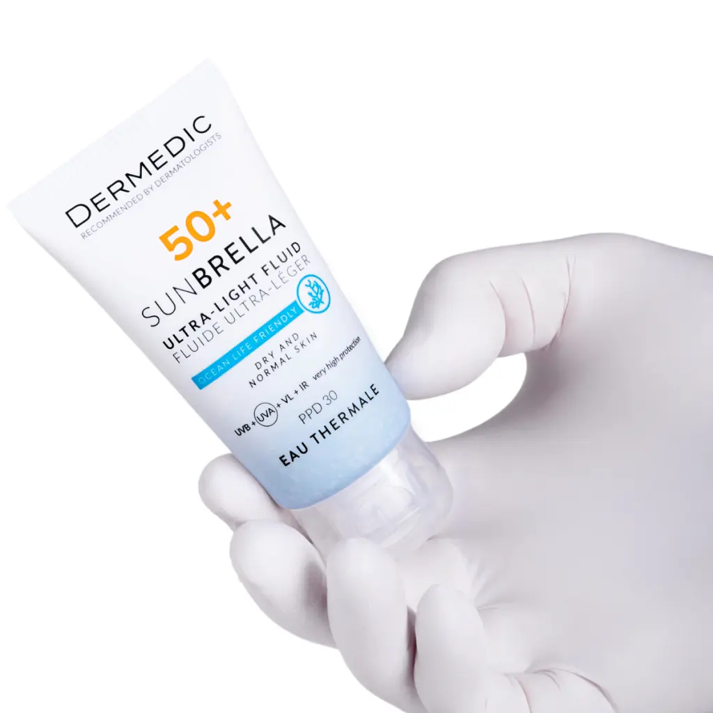 Засіб від засмаги Dermedic Sunbrella Ультралегкий захисний флюїд SPF 50+ Для сухої та нормальної шкіри 40 мл (5901643177546) - фото 2