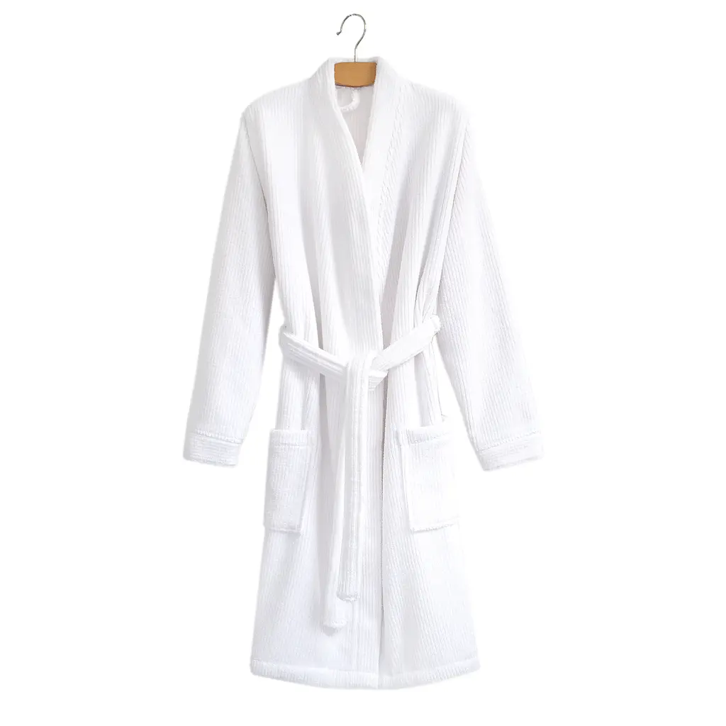 Халат-кимоно unisex Lotus Home - Bold Microcotton white махровый M - фото 6