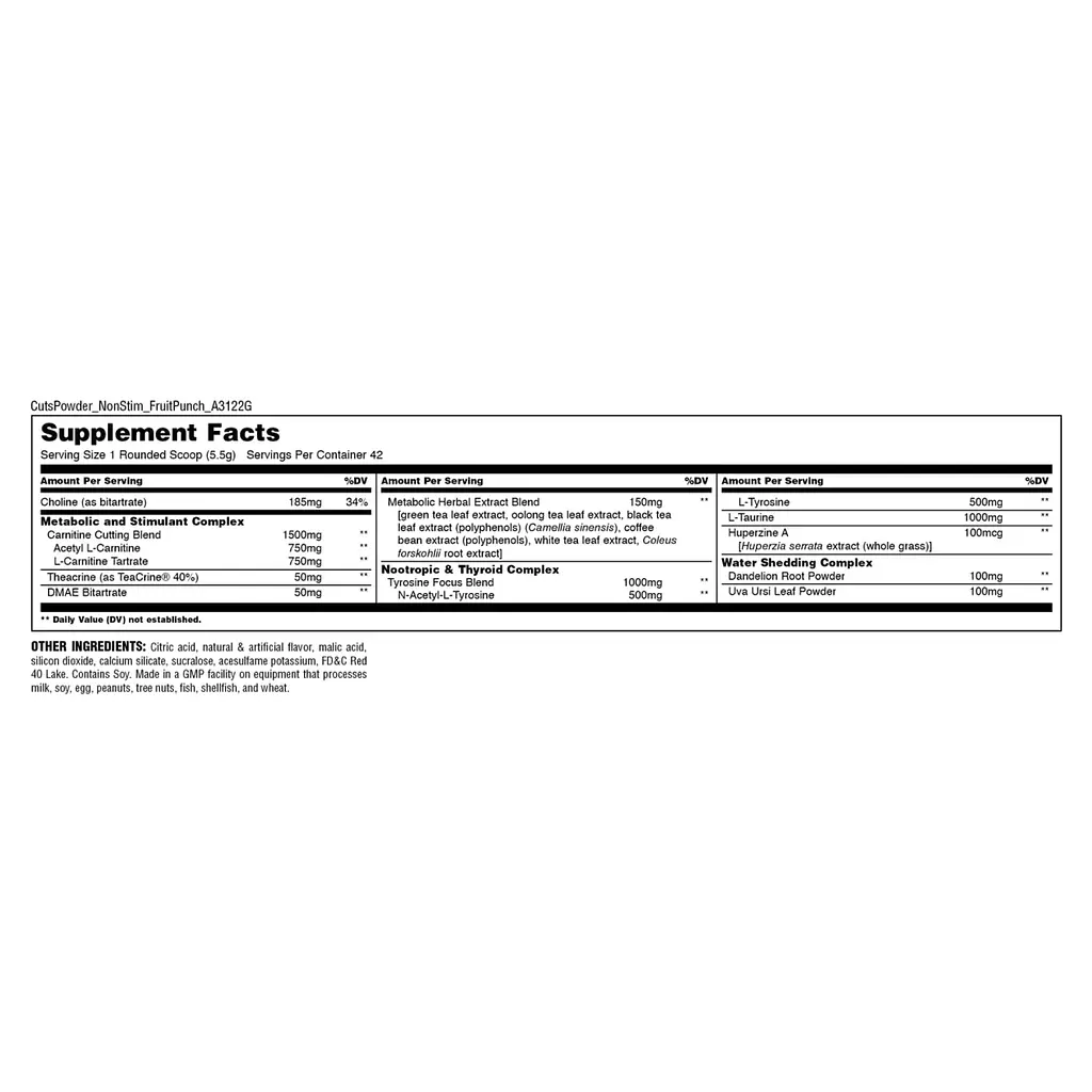 Жиросплавлювач Universal Nutrition Animal Cuts Non-Stim Powder Blueberry Lemonade 226 г - фото 2