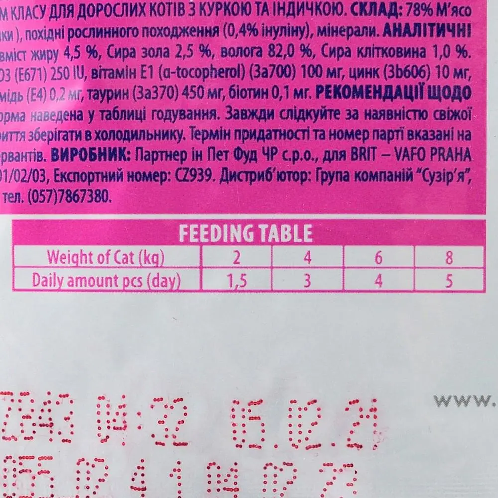 Влажный корм для кошек Brit Premium Cat Chicken & Turkey pouch 100 г (курица и индейка) - фото 5