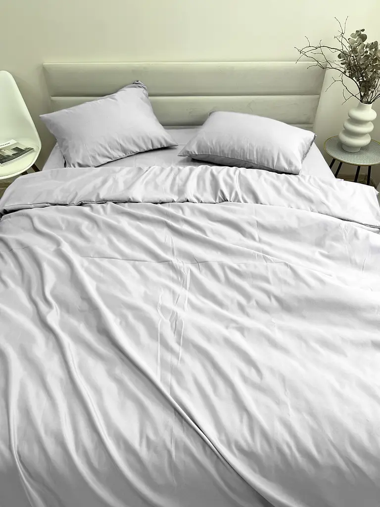 Комплект постільної білизни Ecotton Євро 210х220 см однотонний світло-сірий Light grey (25191) - фото 2