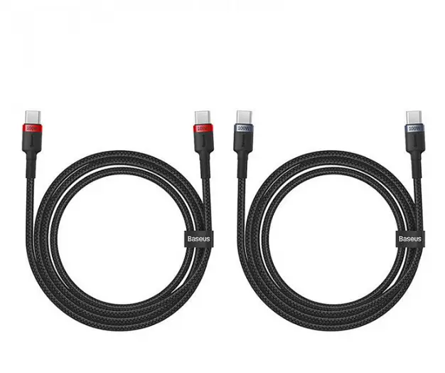 Кабель Baseus Cafule Series Cable Type-C to Type-C 100W 2m 2pcs P10318306003-01 Red Black+Grey Black - фото 5