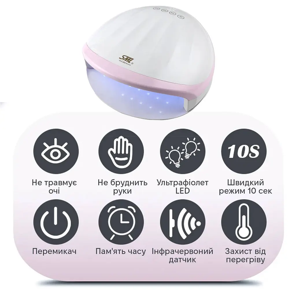 Лампа для манікюру SML S5 198Вт 66led White - фото 8