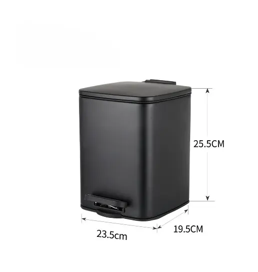 Мусорное ведро Zerix Kubix-TC0106 Black с плавным закрытием квадратное 6 л черный (ZX5890)  - фото 4
