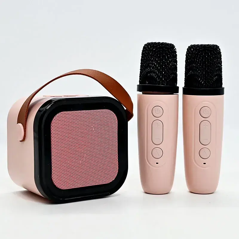 Міні-дитяче караоке K12 з 2 бездротовим мікрофоном, портативна колонка з LED-підсвічуванням PINK - фото 4