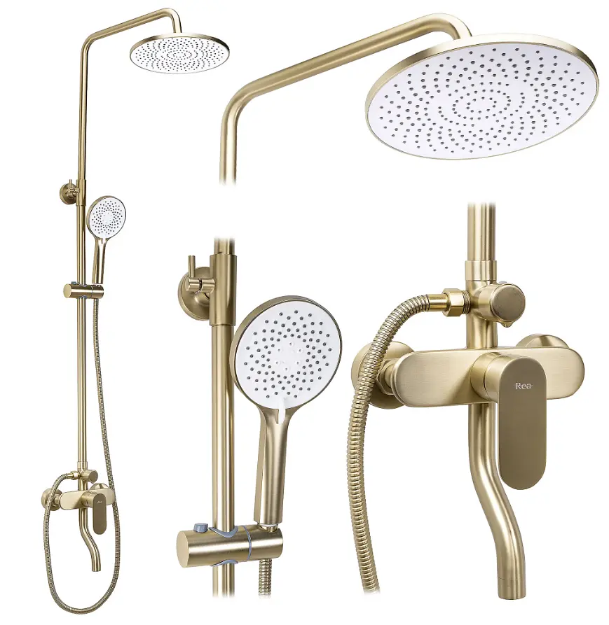 Душова система з виливом Rea Drop brushed gold REA-P7063