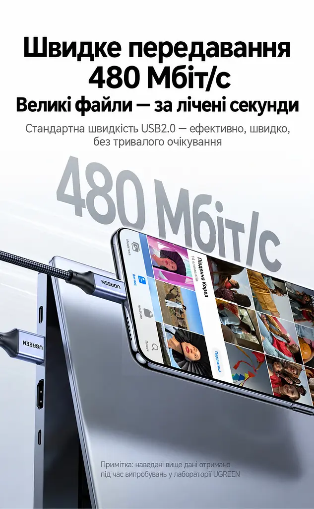 Кабель UGREEN L521 магнітний USB-A - USB-C 100 Вт 1 м темно-синій (55518) - фото 5