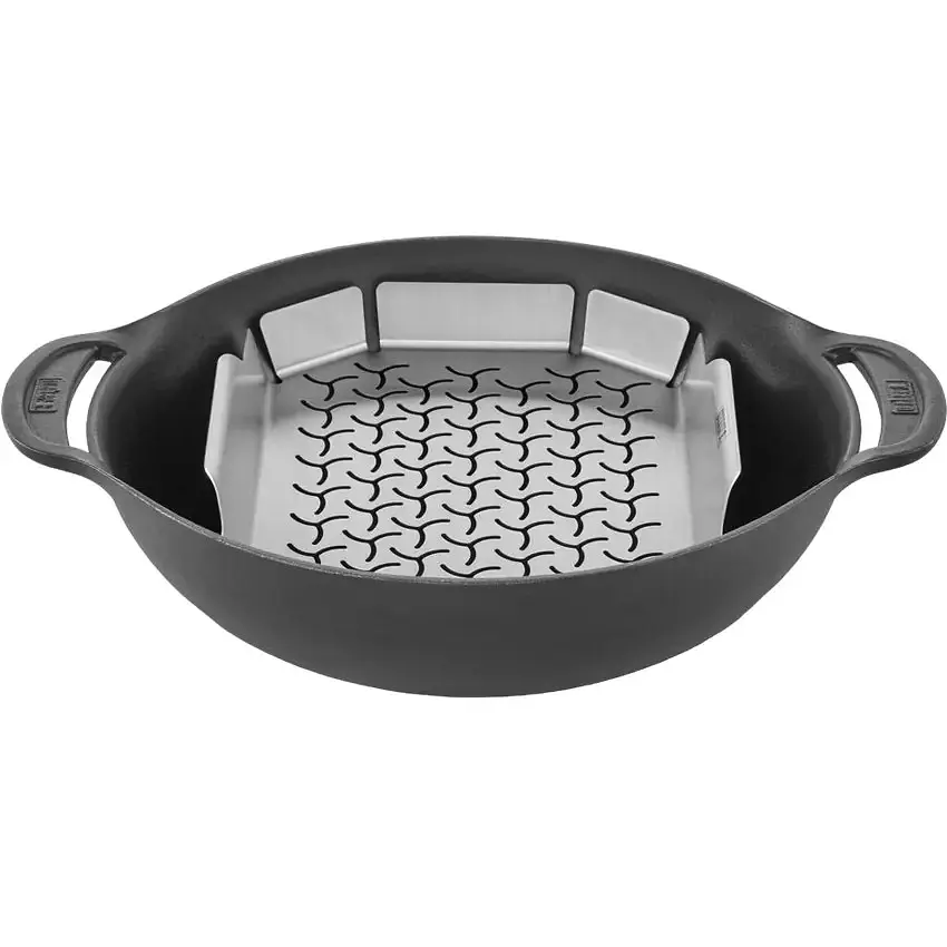 Чавунна сковорода Вок Weber Gourmet BBQ System зі вставкою пароваркою та кришкою (8856) - фото 3