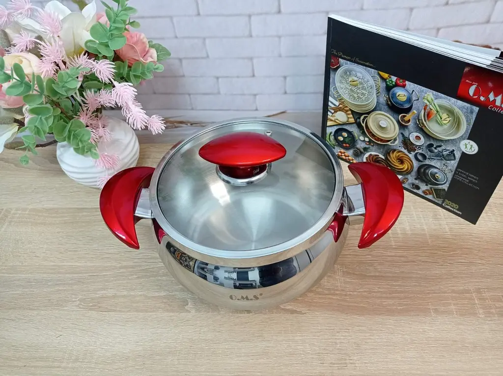 Каструля з кришкою OMS 2032-16-1,9л-Red 16 см 1.9 л срібляста - фото 5