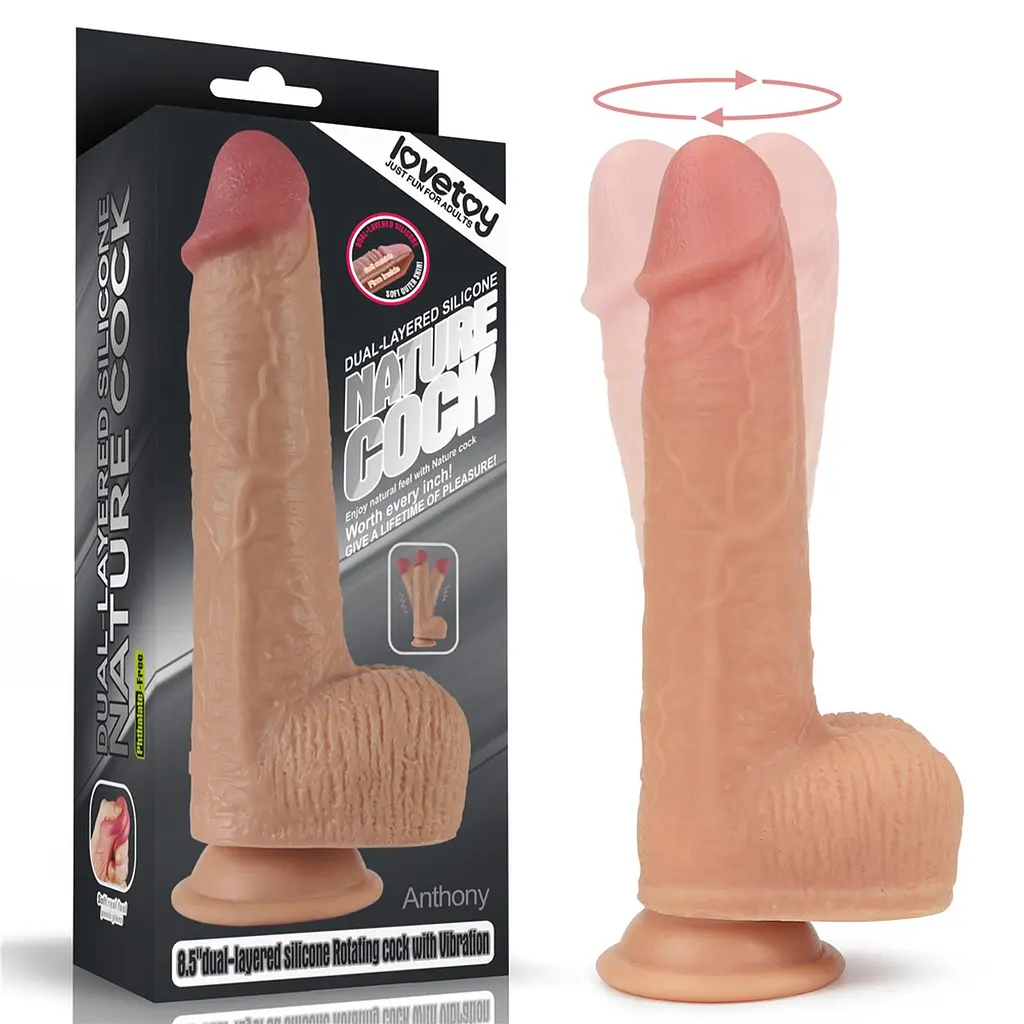 Реалистичный вибратор Lovetoy Dual Layer Rotating Nature Cock Anthony 21.5 см телесный - фото 2