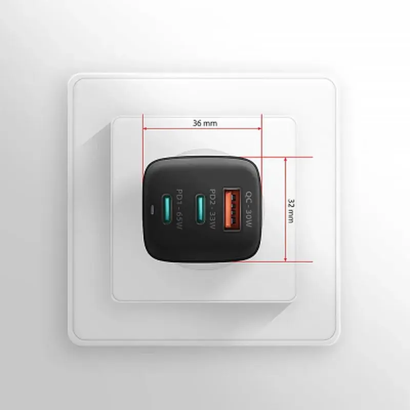Зарядний пристрій AXAGON 1xUSB + 2xUSB-C 65W QC4+ PD3.0 PPS black (ACU-DPQ65) - фото 9