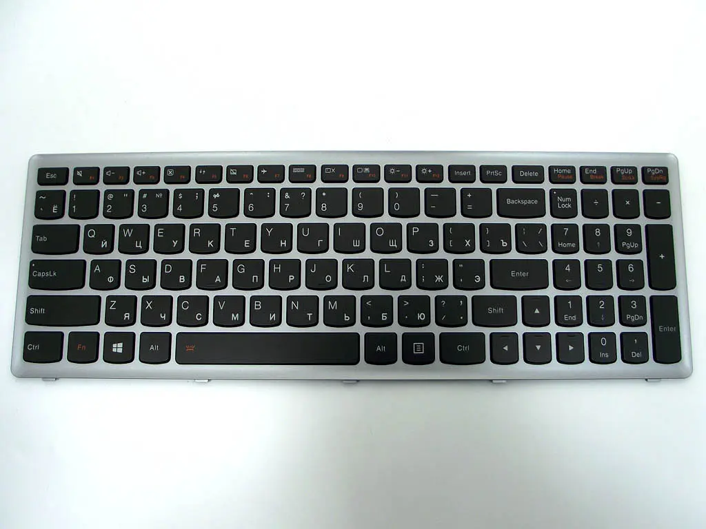 Клавіатура для LENOVO IdeaPad G500s, G505s, S500, S510p, Z510, Flex 15, 15D (RU Black frame Silver, Підсвітка клав). Оригінал. - фото 3