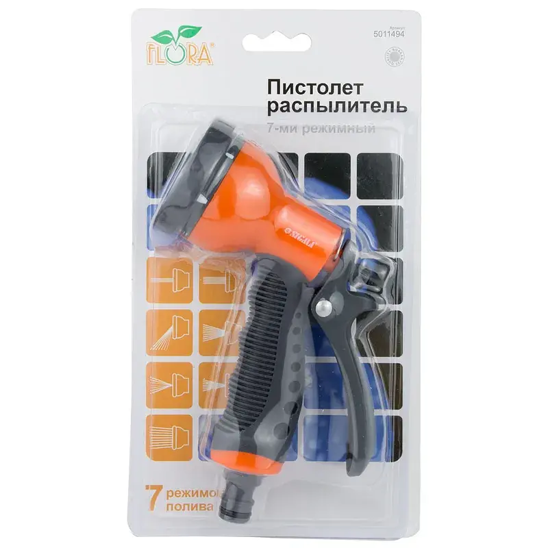 Пістолет-розпилювач 7-ми режимний (ABS+TPR) FLORA (5011494) - фото 7