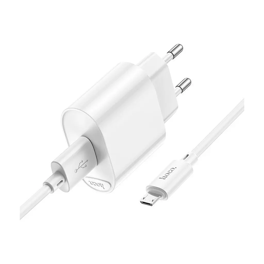 Зарядний пристрій HOCO C109A Fighter USB QC3.0 + cable Micro 5P White (6931474784827) - фото 6