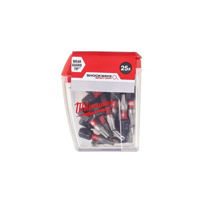 Біта SHOCKWAVE MILWAUKEE, PZ2, 25мм, (25 шт), пластикова коробка - фото 2