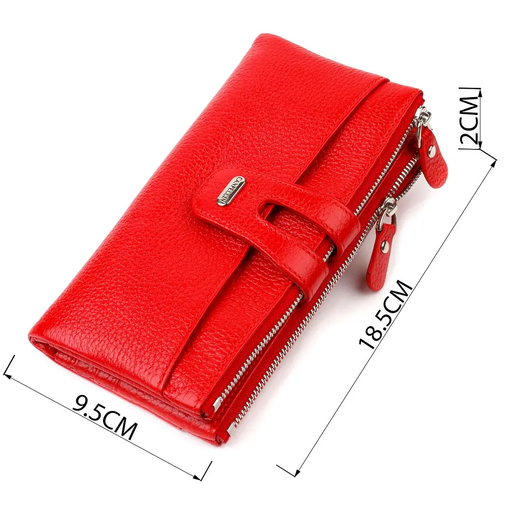 Яскравий жіночий гаманець із зручним функціоналом з натуральної шкіри Canpellini 21895 червоний - фото 7