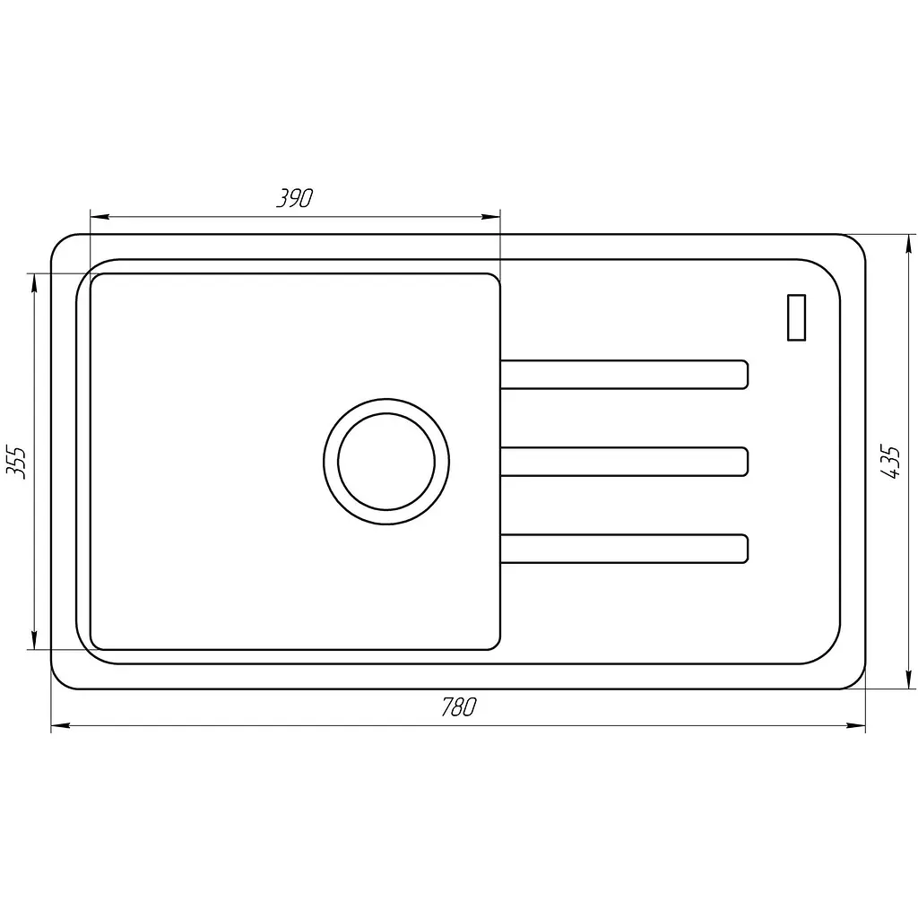 Гранитная мойка Globus Lux Lugano графит 780x435мм А0001, Графит - фото 5