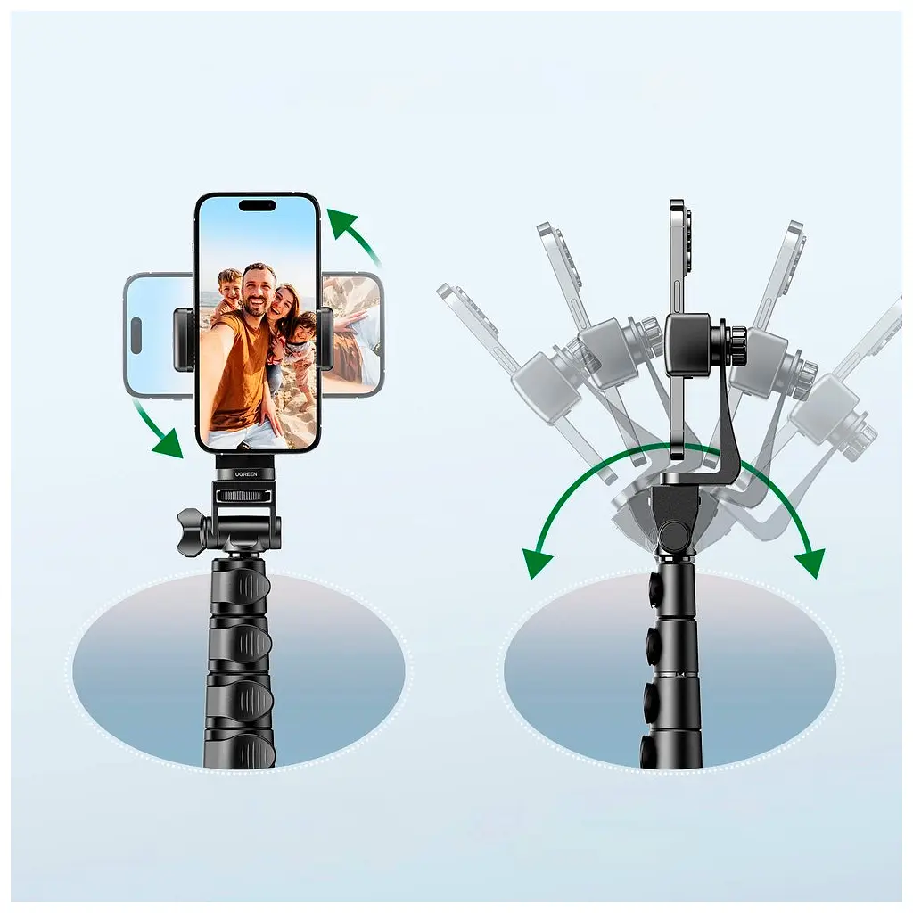 Штатив Ugreen LP680 Selfie Stick Tripod with Bluetooth Remote Black (15609) - фото 12