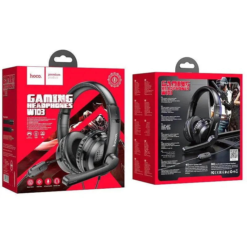 Навушники-гарнітура Hoco gaming Magic tour gaming headphones W103 повнорозмірні чорні - фото 4