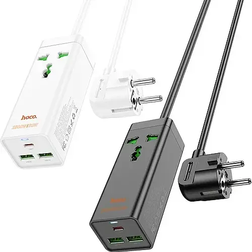 Мережевий подовжувач Hoco AC9A Talent PD30W (1C2A with 1 socket) Desktop Charger Black - фото 4