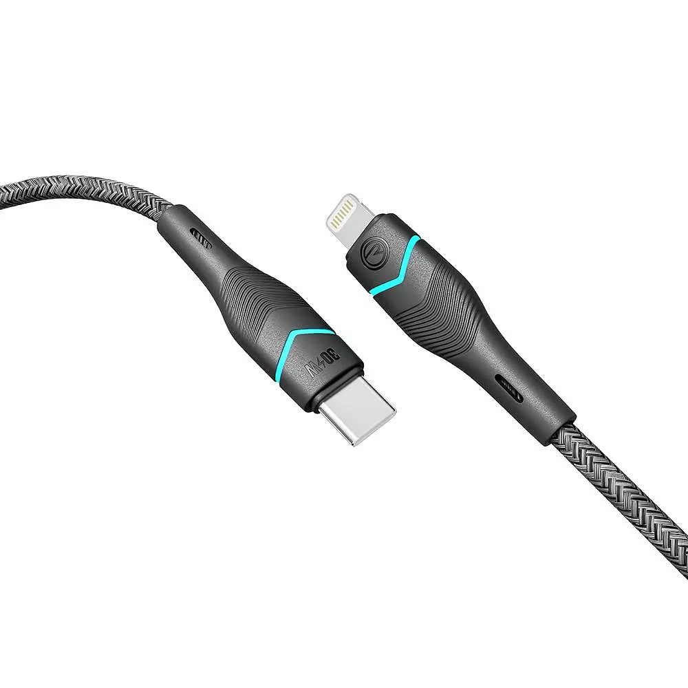 Кабель для зарядки USB Ridea RC-RL15 RGB Light Type-C to Lightning 30W 10V/3A 1.2 м Черный - фото 5
