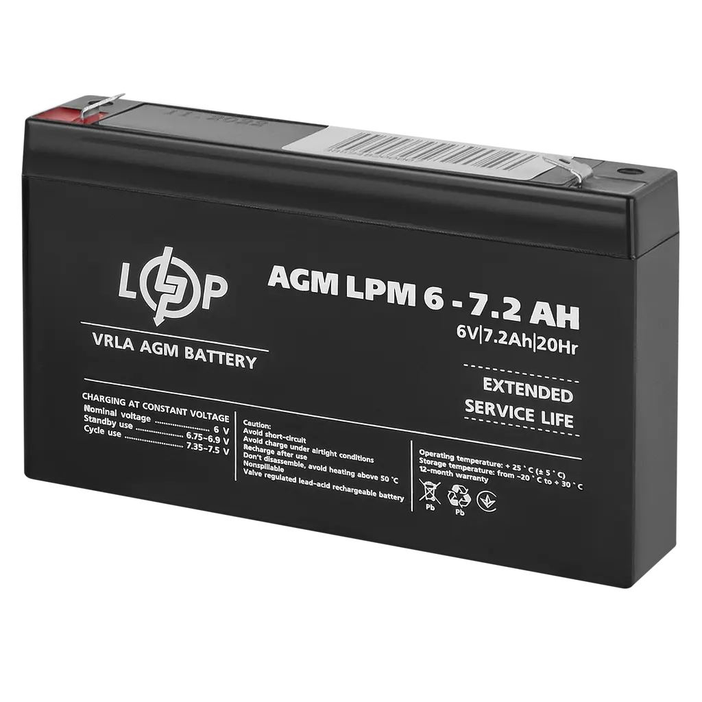 Аккумулятор AGM LPM 6V - 7.2 Ah - фото 4