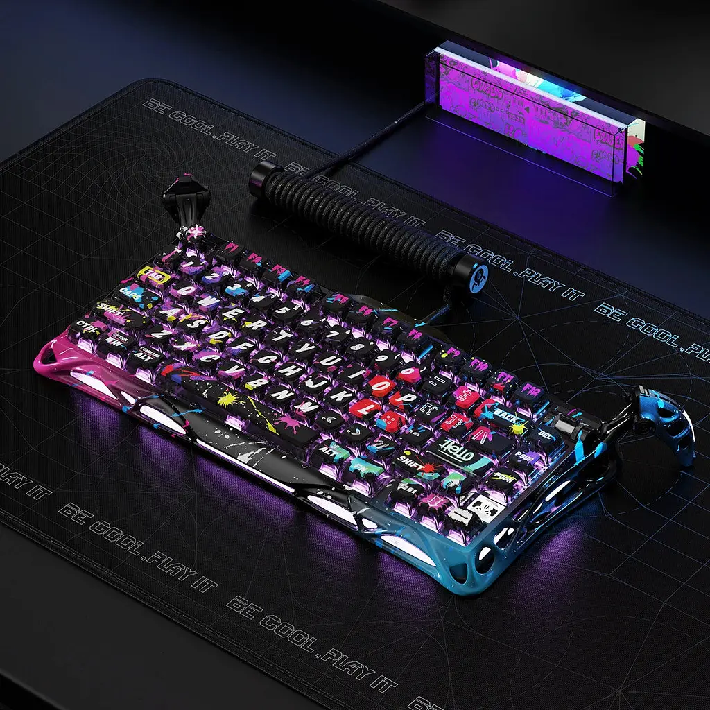 GravaStar Клавіатура механічна Mercury V75 Pro 80keys, Magnetic Jade Gaming, 8K, USB-A, RGB, Neon Graffiti - фото 9