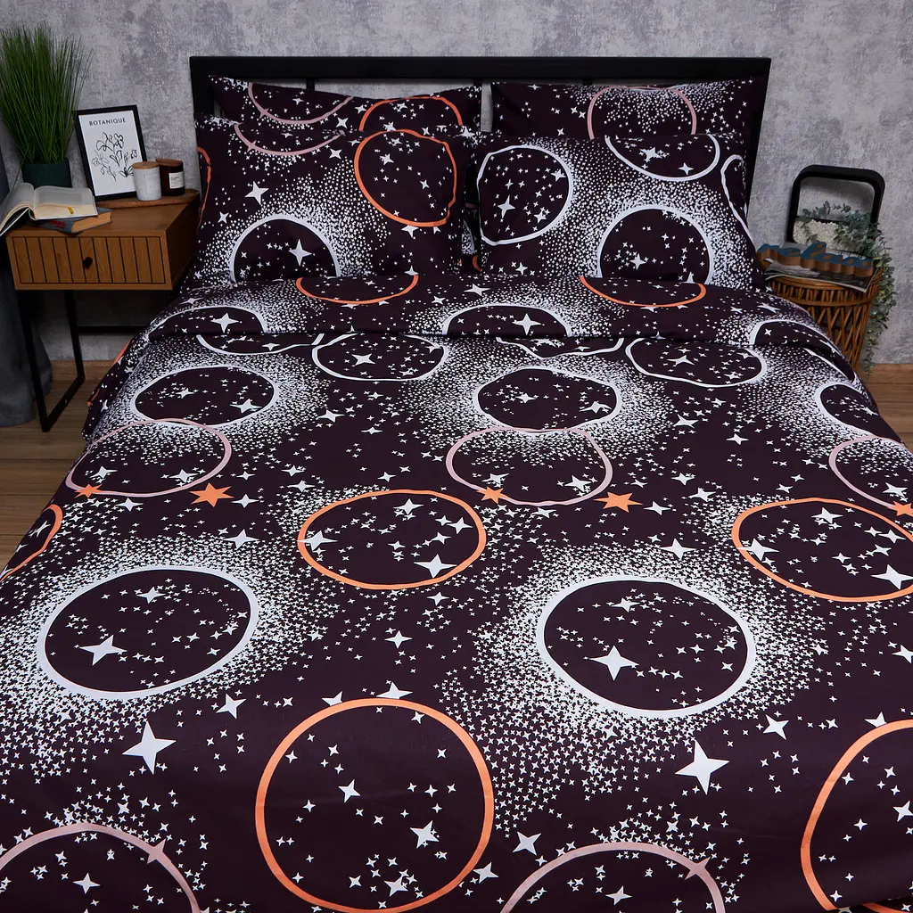 Пододеяльник Moon&Star Бязь Gold Люкс Cosmic Vibes Полуторный Евро 160x220 см - фото 2