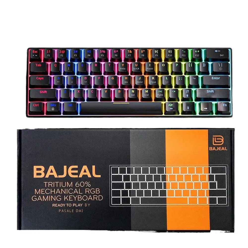 Игровая механическая клавиатура Bajeal Tritium / 60% / Rainbow RGB / Blue Switch / Black - фото 2