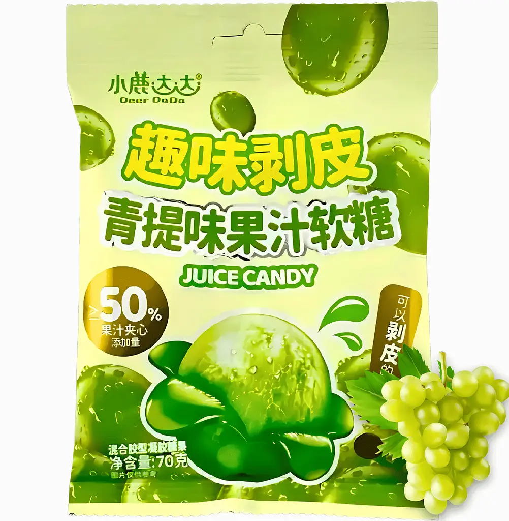 Желейні цукерки Deer Dada Peeling Juice Candy Green Grape 70г - фото 4