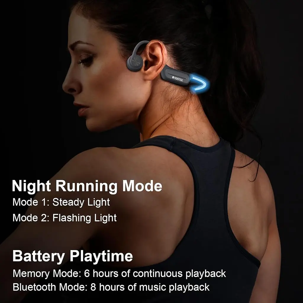 Наушники Voistek Bone Conduction, Bluetooth 5.3 с MP3-плеером 32 ГБ, IP68 Водонепроницаемые вибрирные спортивные наушники - фото 5