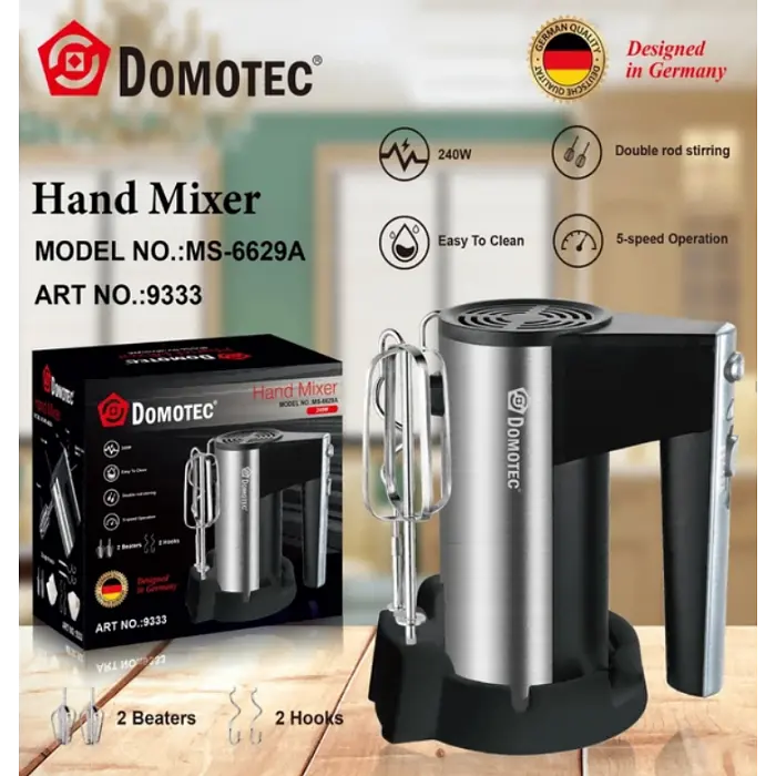 Ручний міксер Domotec MS-6629A 2400 Вт 5 швидкостей подвійні вінчики + турборежим - фото 2