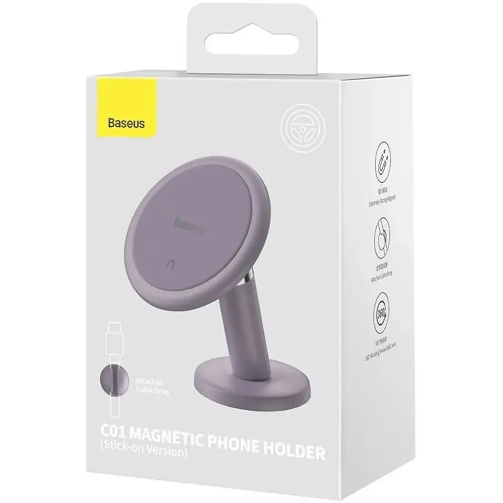 Держатель магнитный Baseus C01 Magnetic Phone Holder (Stick-on Version) SUCC000005 фиолетовый - фото 4